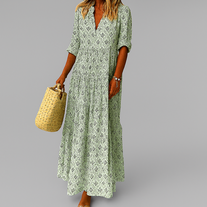 Vestido Maxi Ligero con Estampado Vintage para Mujeres
