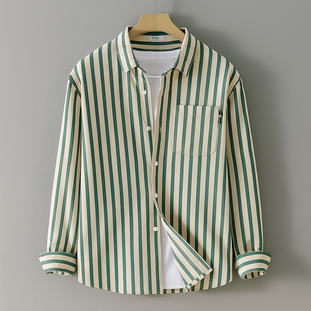 Blusa Casual de Manga Larga con Bolsillo en el Pecho para Mujeres