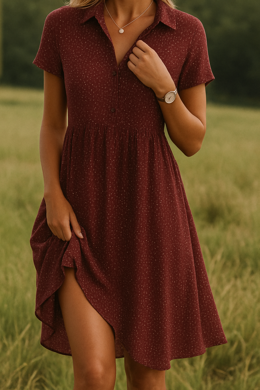 Vestido Camisa de Manga Corta para Mujeres