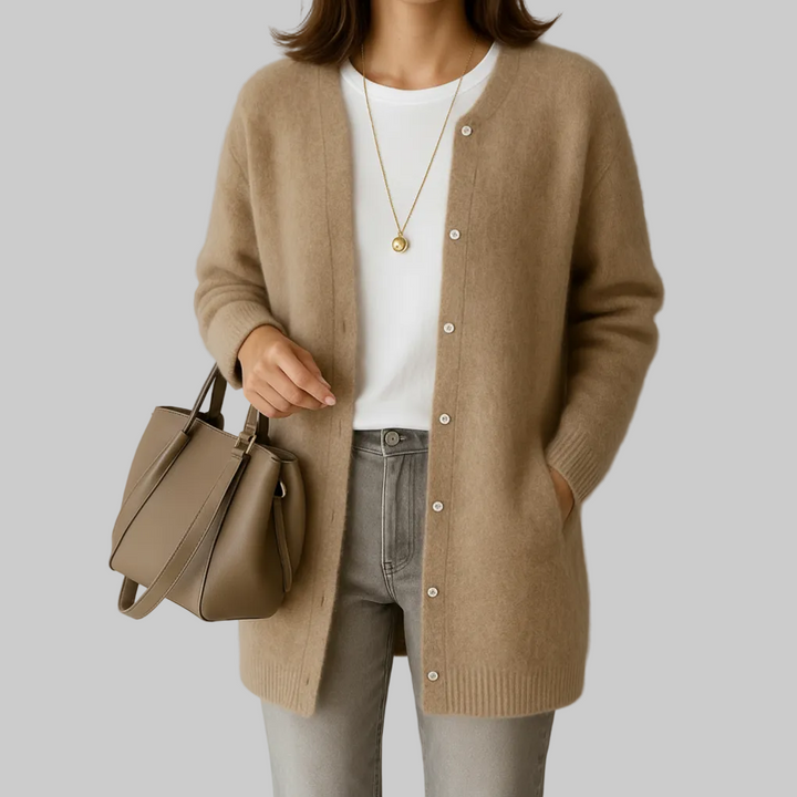 Chaqueta Minimal Suave de Punto para Mujeres