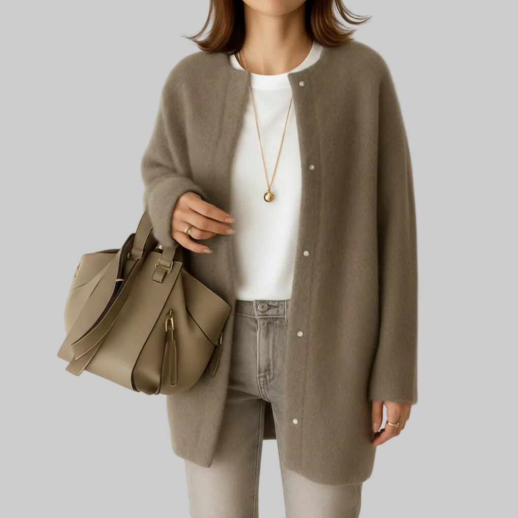 Chaqueta Minimal Suave de Punto para Mujeres