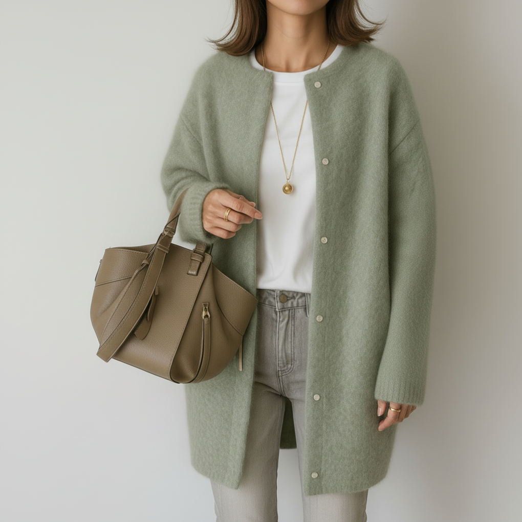 Chaqueta Minimal Suave de Punto para Mujeres