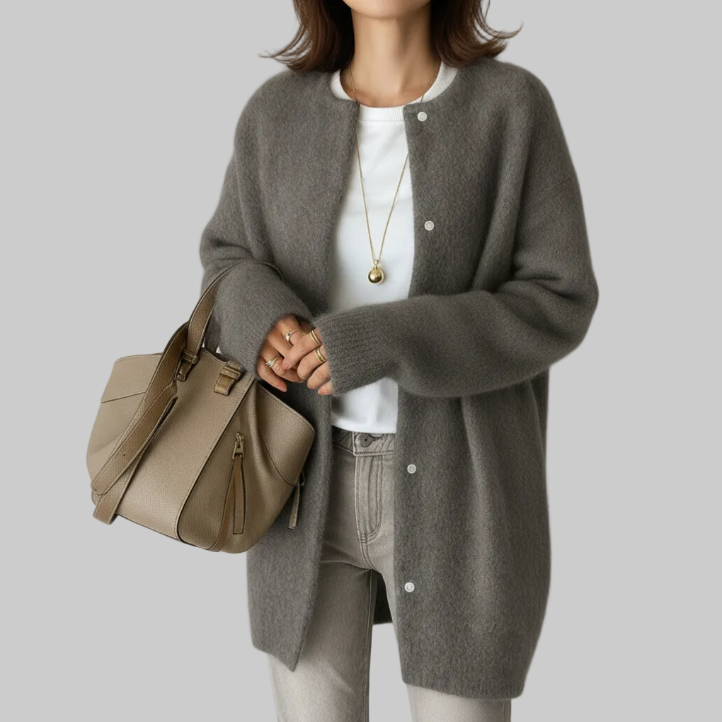 Chaqueta Minimal Suave de Punto para Mujeres