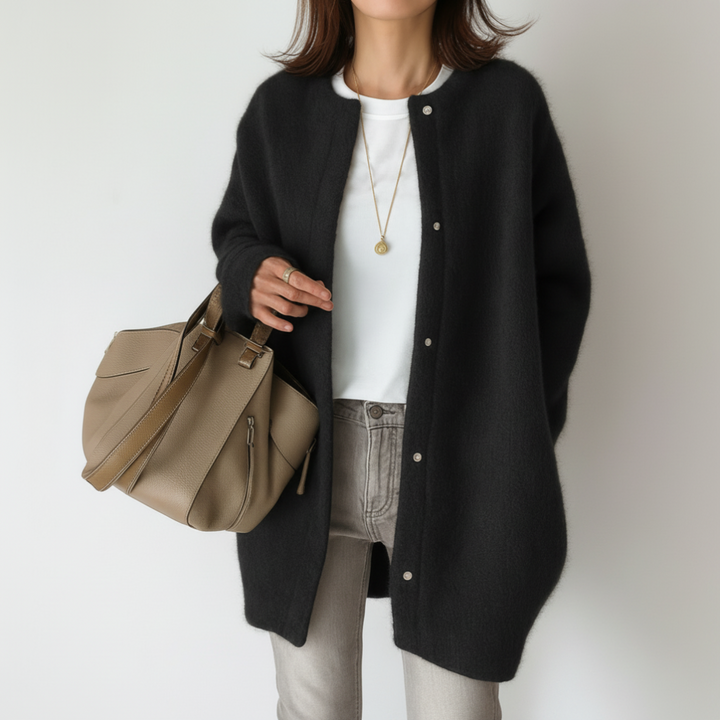 Chaqueta Minimal Suave de Punto para Mujeres