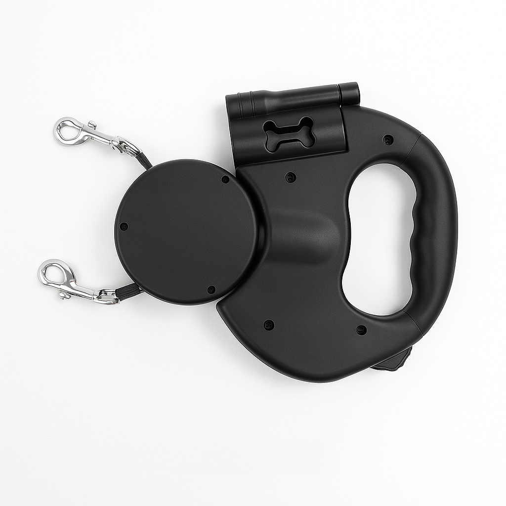 Correa Perro Retráctil Dual con Rotación de 360°