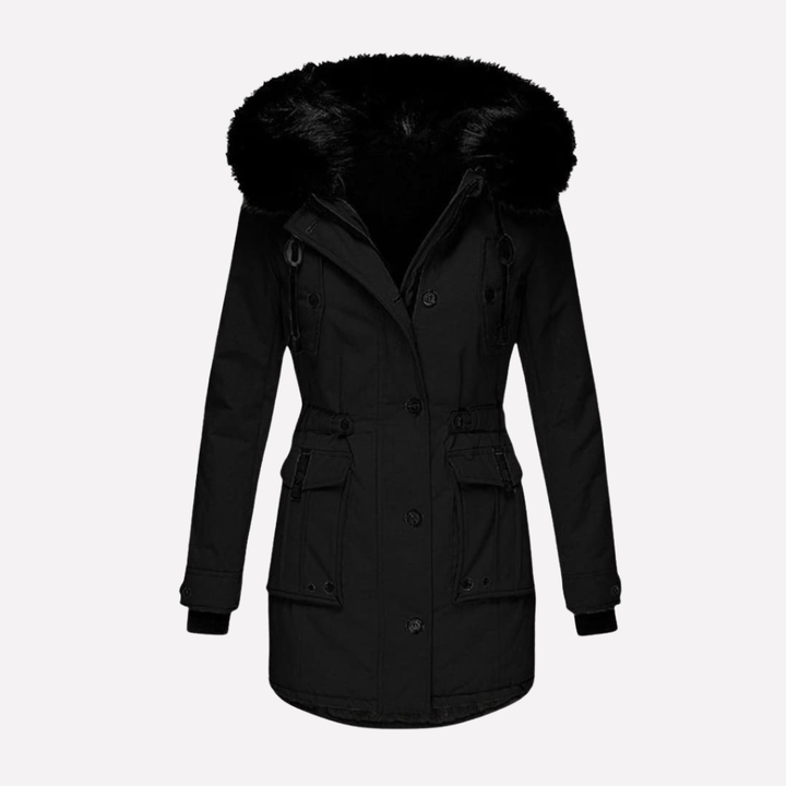 Chaqueta Parka para Mujeres con Capucha y Bolsillos con Solapa
