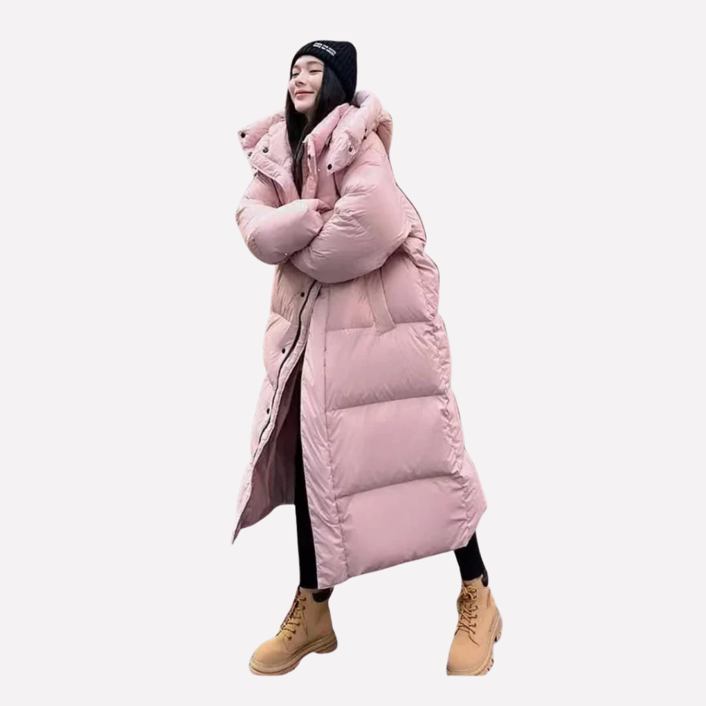 Chaqueta Puffer Larga para Mujer con Capucha