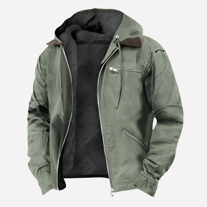 Chaqueta con capucha para hombres con bolsillos con cremallera