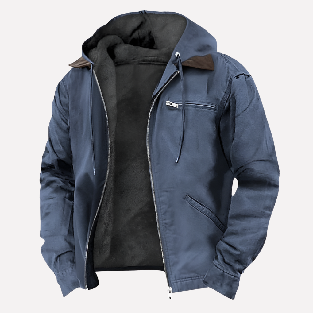 Chaqueta con capucha para hombres con bolsillos con cremallera