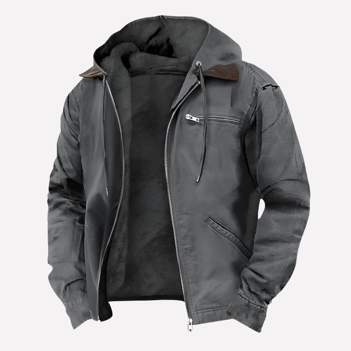 Chaqueta con capucha para hombres con bolsillos con cremallera