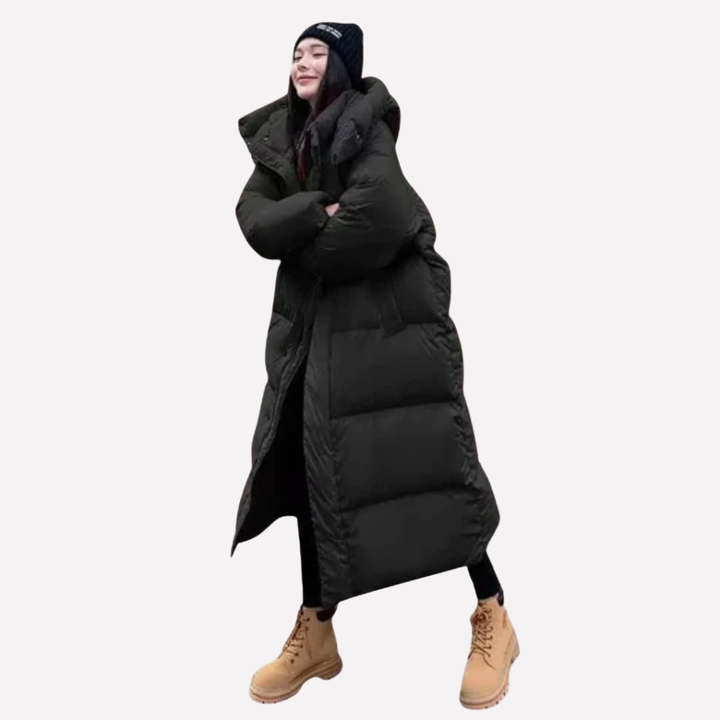 Chaqueta Puffer Larga para Mujer con Capucha