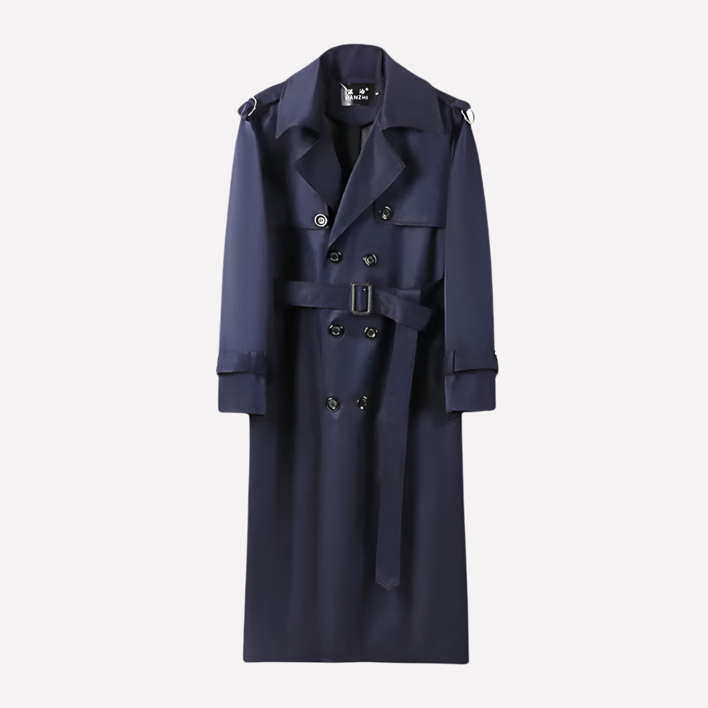 Abrigo Trench hasta la Rodilla con Cinturón para Hombres