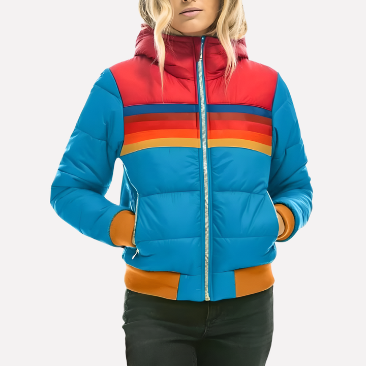 Chaqueta Acolchada para Mujeres con Capucha y Cremallera
