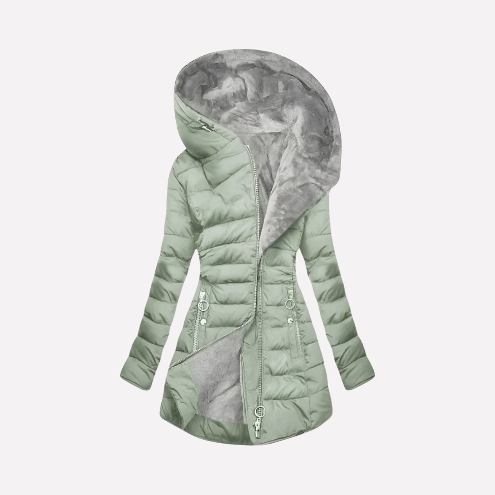 Abrigo de invierno para mujeres con capucha y cremallera