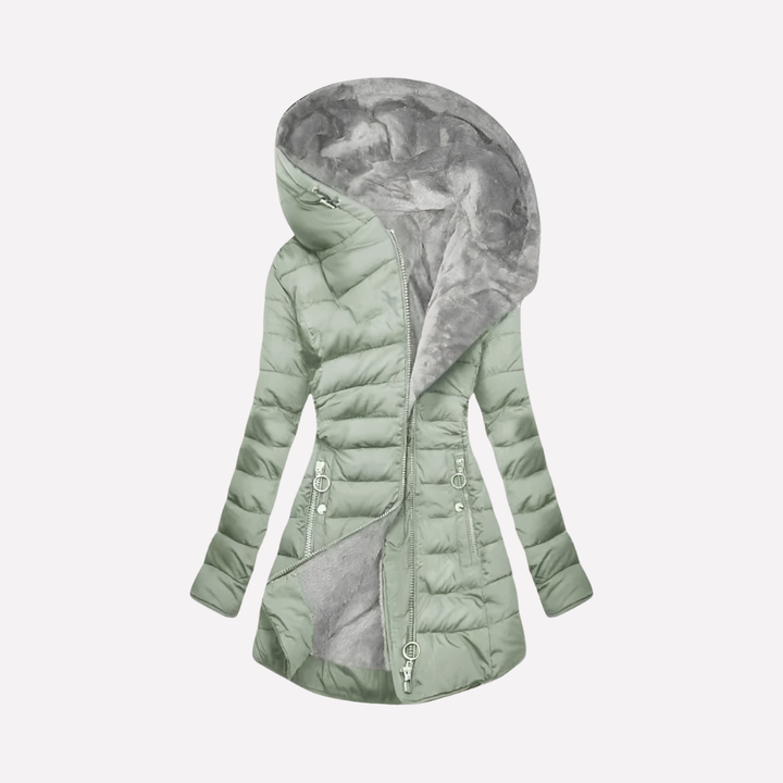 Abrigo de invierno para mujeres con capucha y cremallera