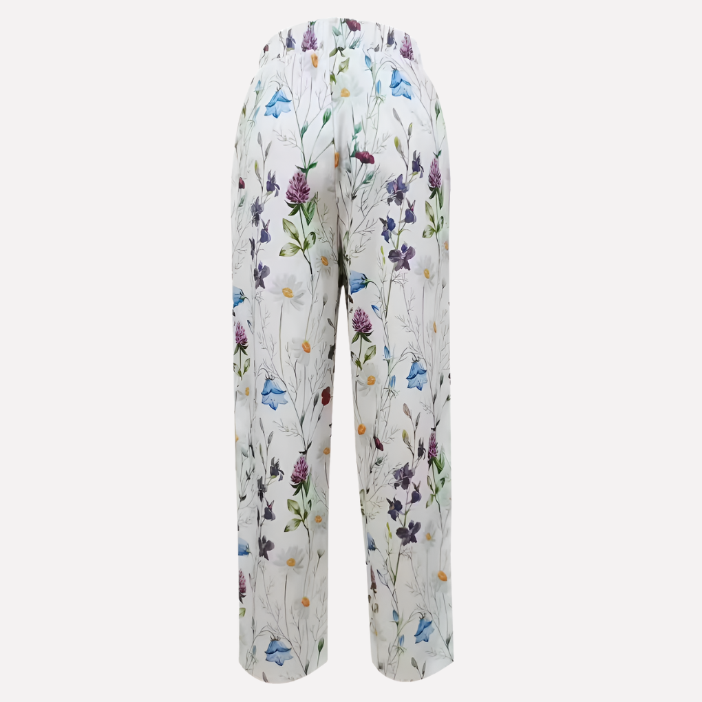 Pantalones Largos con Estampado Floral para Mujeres