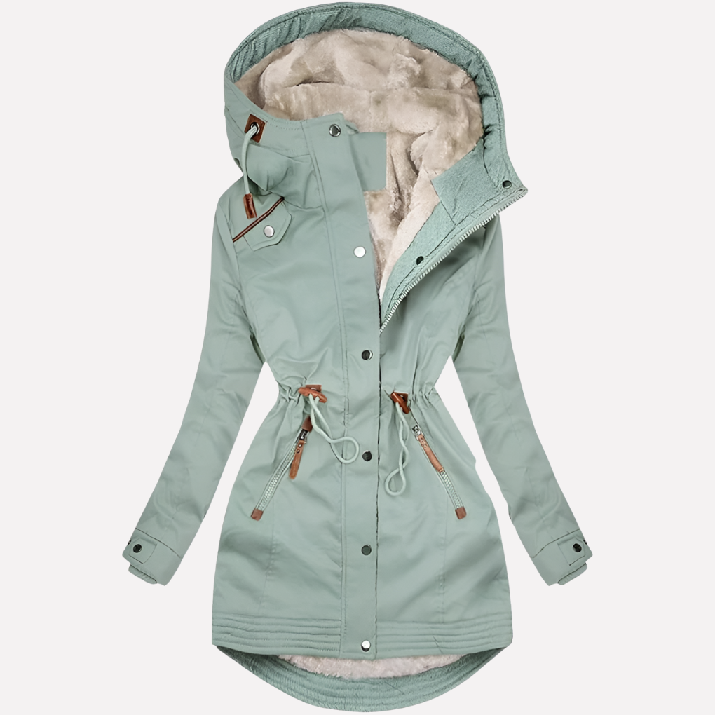 Parka para Mujeres con Capucha Forrada y Cintura con Cordón