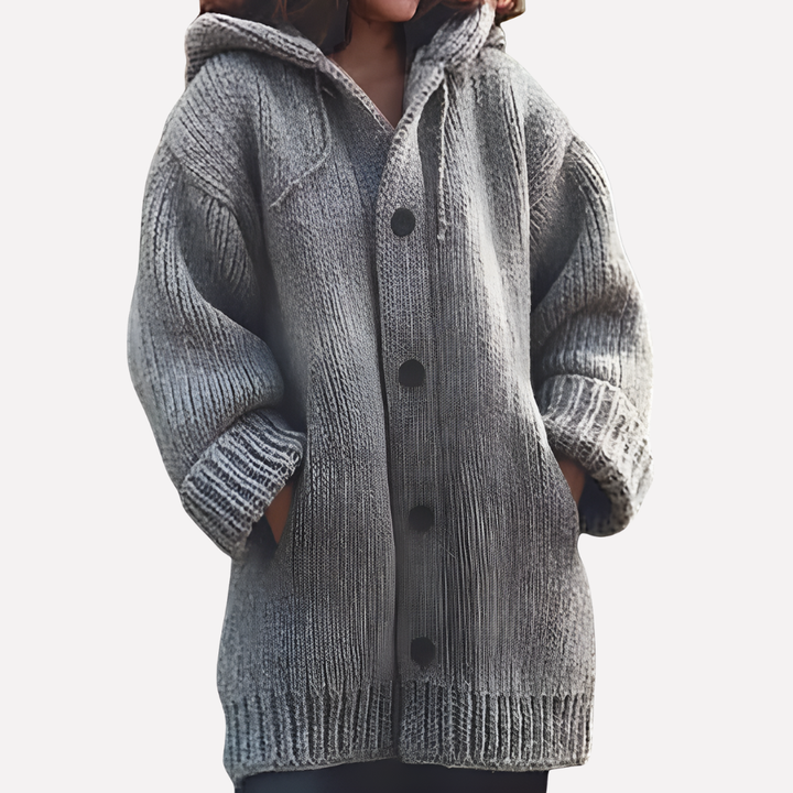 Cardigan con Capucha para Mujeres con Corte Largo