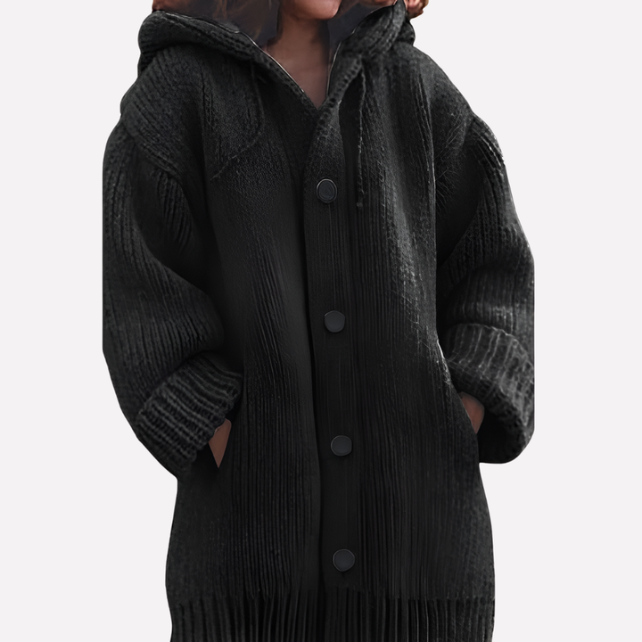Cardigan con Capucha para Mujeres con Corte Largo