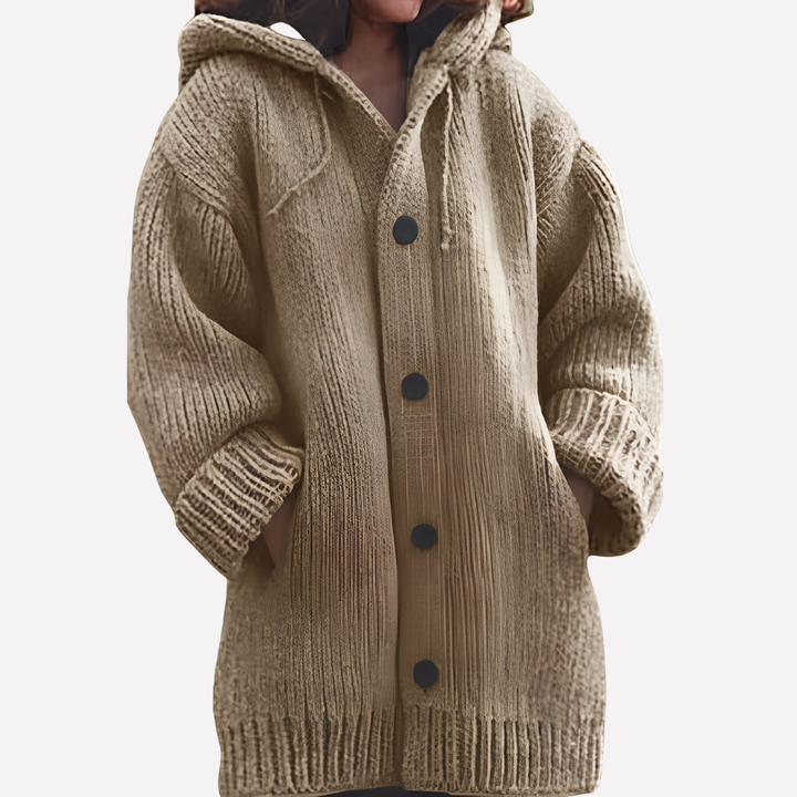 Cardigan con Capucha para Mujeres con Corte Largo