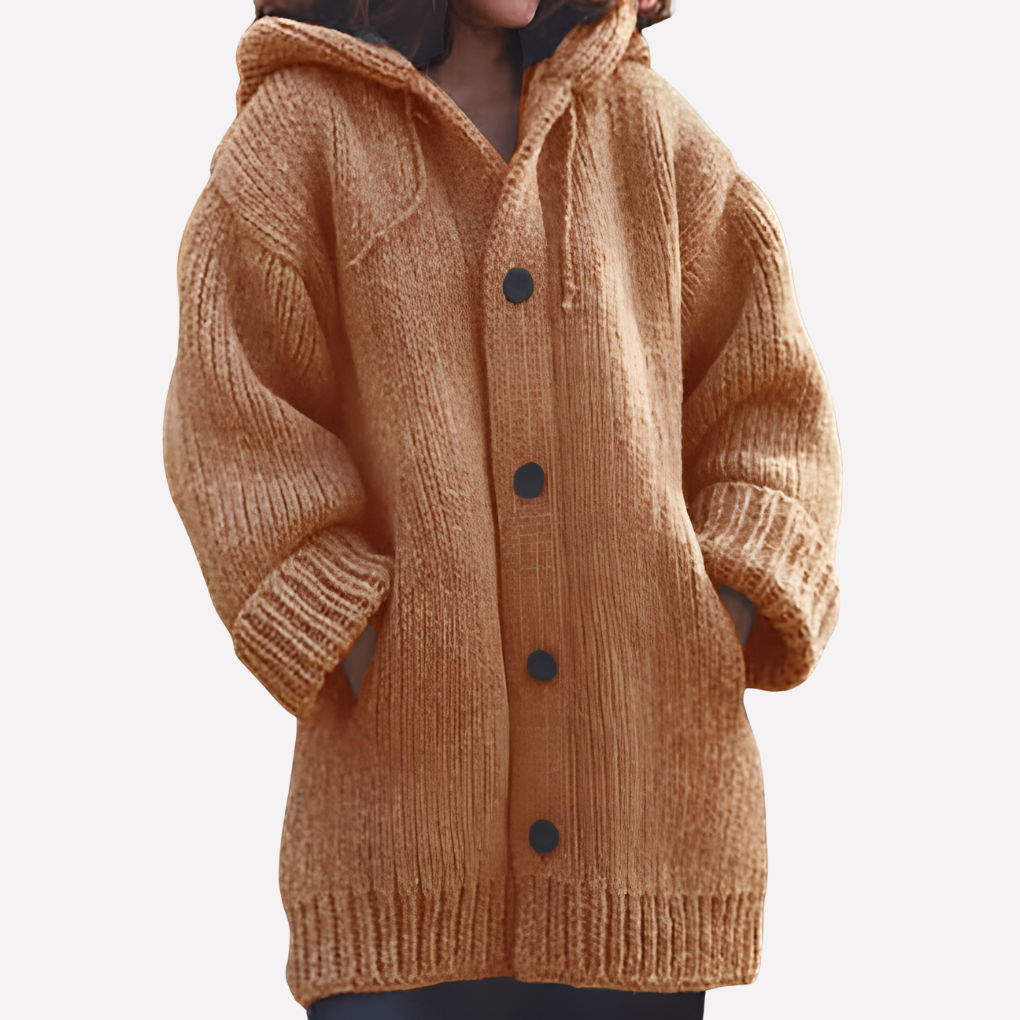Cardigan con Capucha para Mujeres con Corte Largo