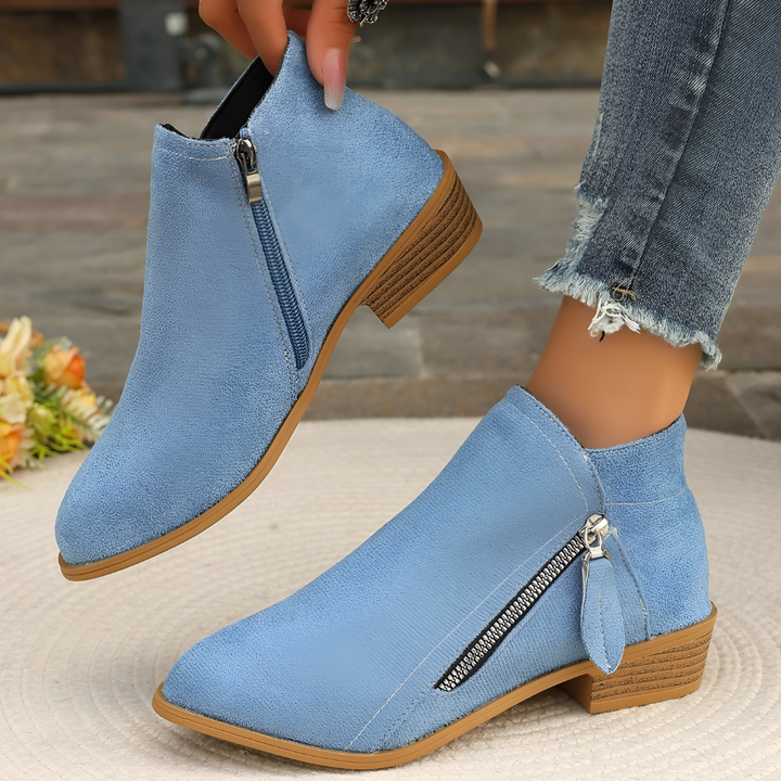 Botas de tobillo elegantes para mujer con cremallera