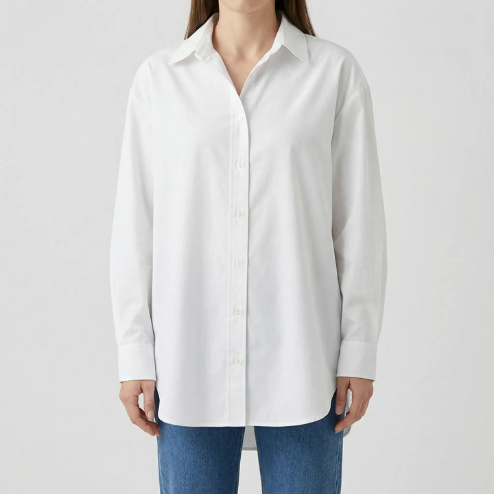 Clarvelle - Blusa estructurada de corte relajado con botones en la parte delantera