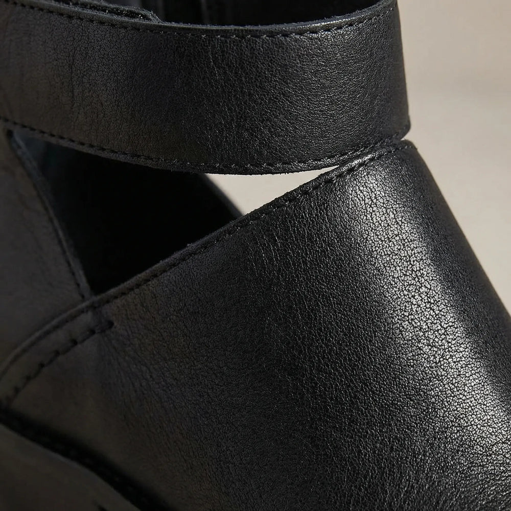 Comforvia - Zapato de tacón de bloque con correa al tobillo