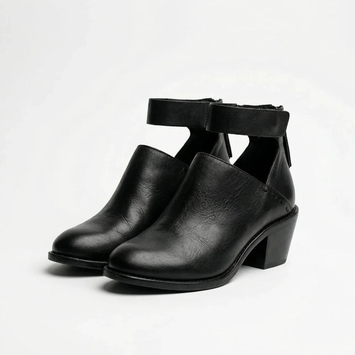 Comforvia - Zapato de tacón de bloque con correa al tobillo