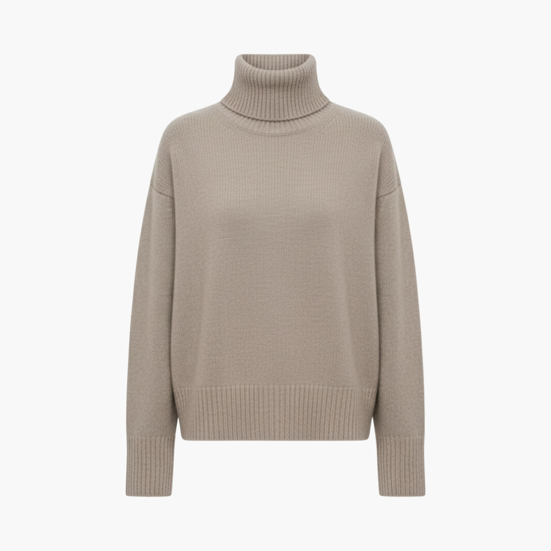 Suéter de Cuello Alto Oversized para Mujeres – Capa de Punto Relajada