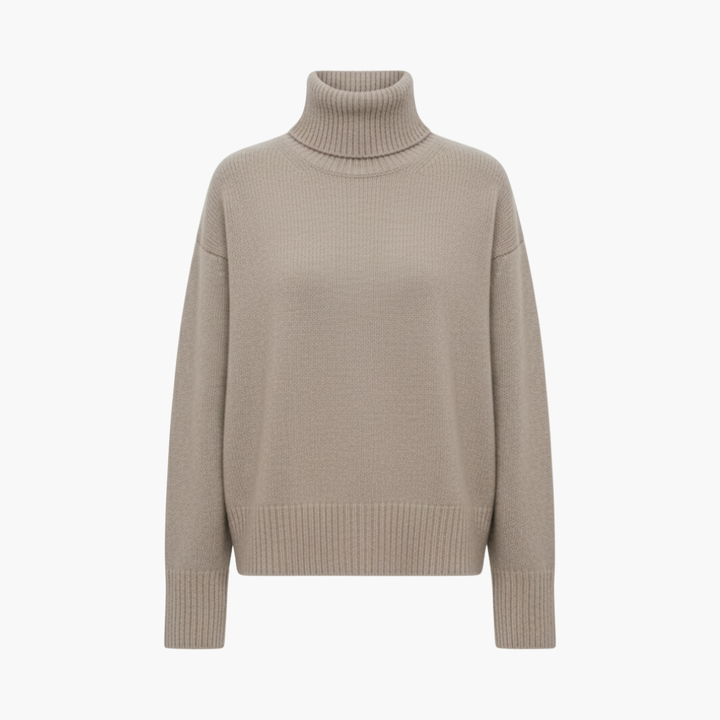 Suéter de Cuello Alto Oversized para Mujeres – Capa de Punto Relajada