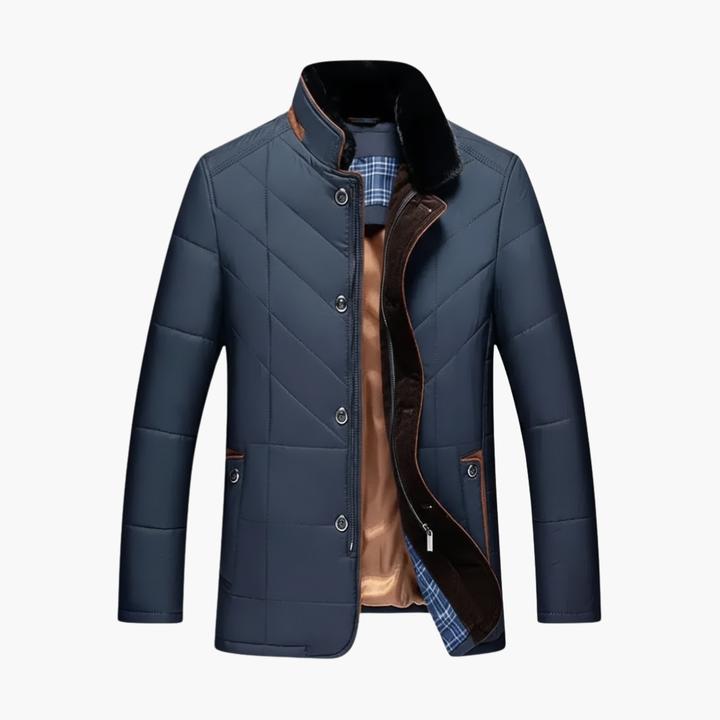 Chaqueta de Pana para Hombres con Cierre de Botón – Capa Externa con Cuello Alto