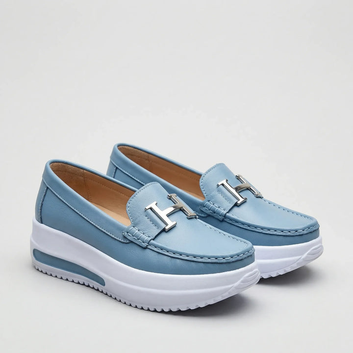 Cushova - Mocasines de plataforma sin cordones para mujer