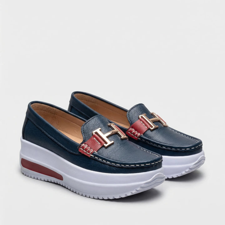 Cushova - Mocasines de plataforma sin cordones para mujer