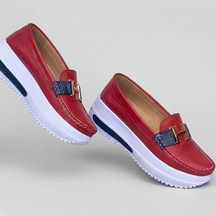 Cushova - Mocasines de plataforma sin cordones para mujer