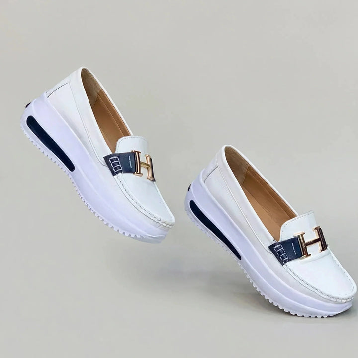 Cushova - Mocasines de plataforma sin cordones para mujer