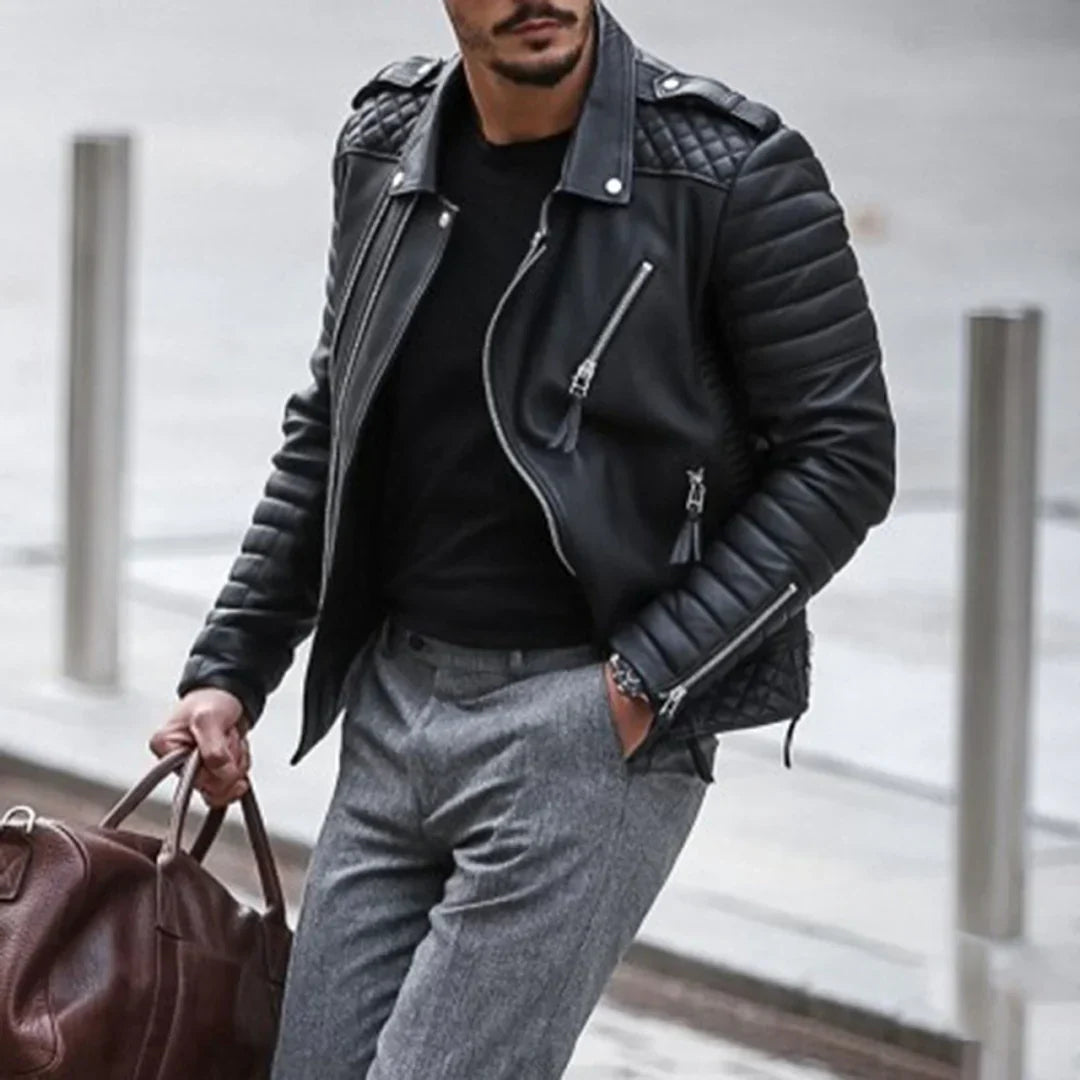 Chaqueta de cuero para hombre atemporal y resistente