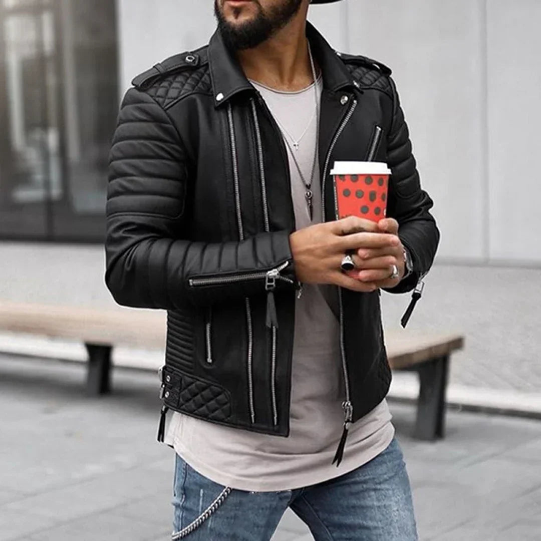 Chaqueta de cuero para hombre atemporal y resistente