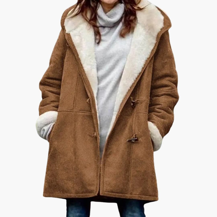 Abrigo con Capucha de Mujeres – Estilo Frontal Toggle