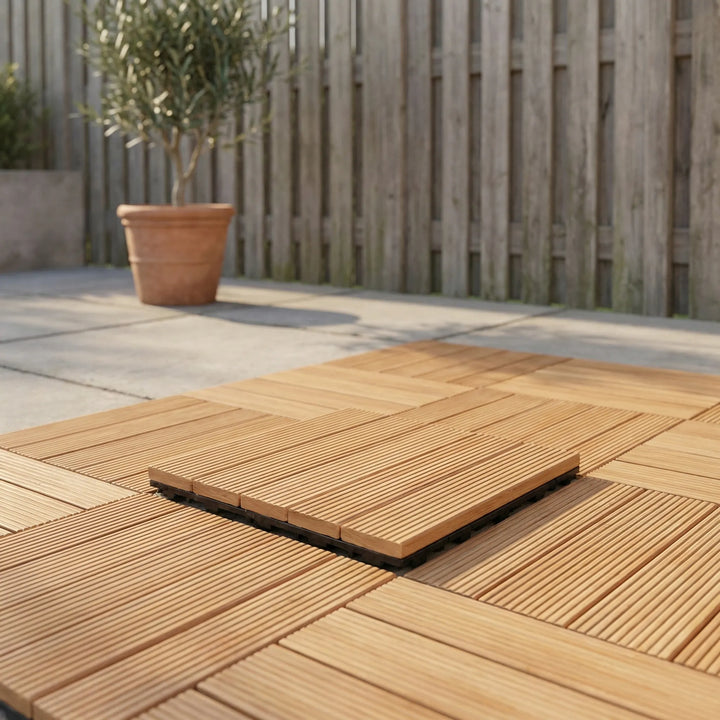 Deckora - Baldosa de madera entrelazada para exteriores