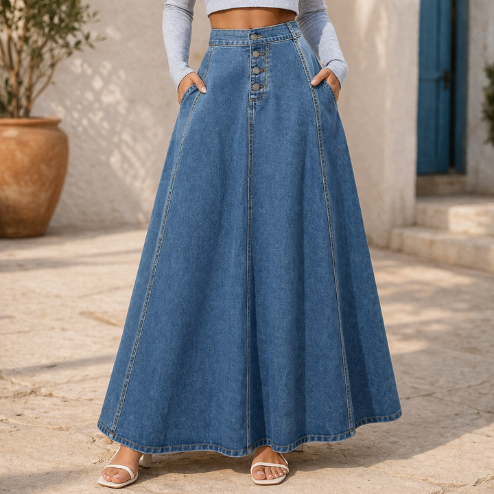 Falda de mezclilla A-Line para mujer