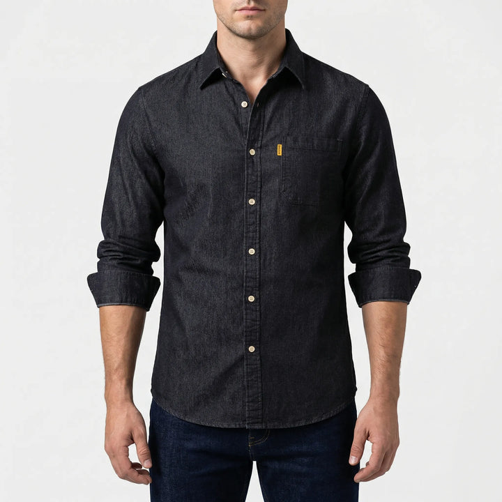 Denvoro - Camisa vaquera de manga larga con botones delanteros