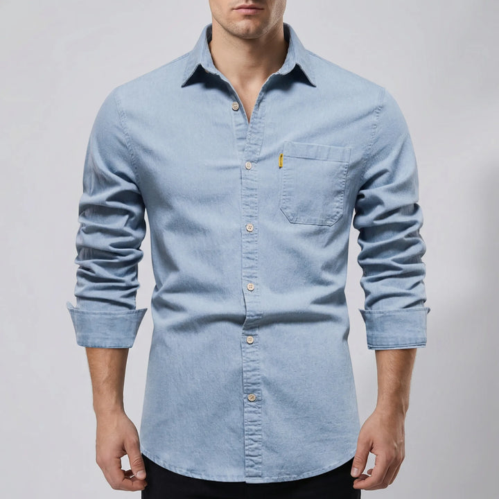Denvrex - Camisa vaquera de manga larga con botones delanteros