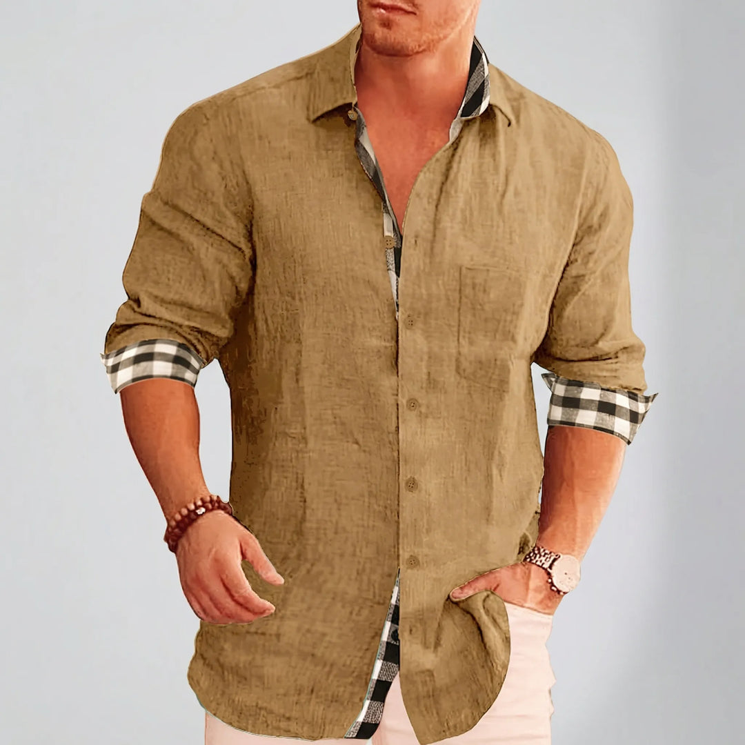 Dexholm - Camisa informal de manga larga con botones delanteros