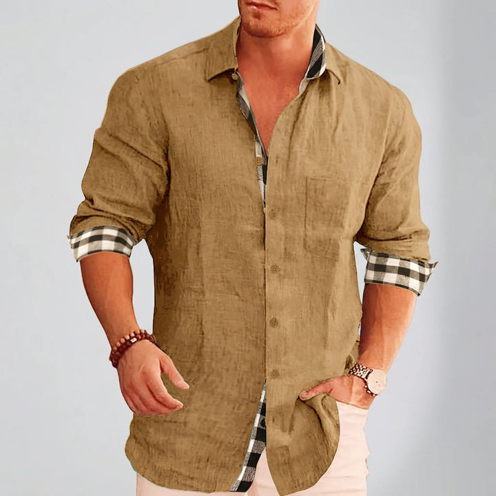 Dexholm - Camisa informal de manga larga con botones delanteros
