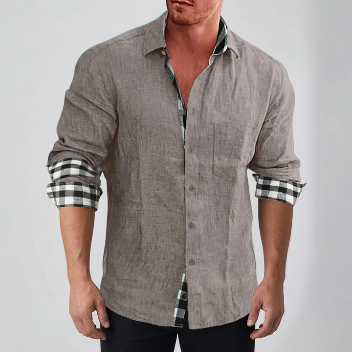 Dexholm - Camisa informal de manga larga con botones delanteros