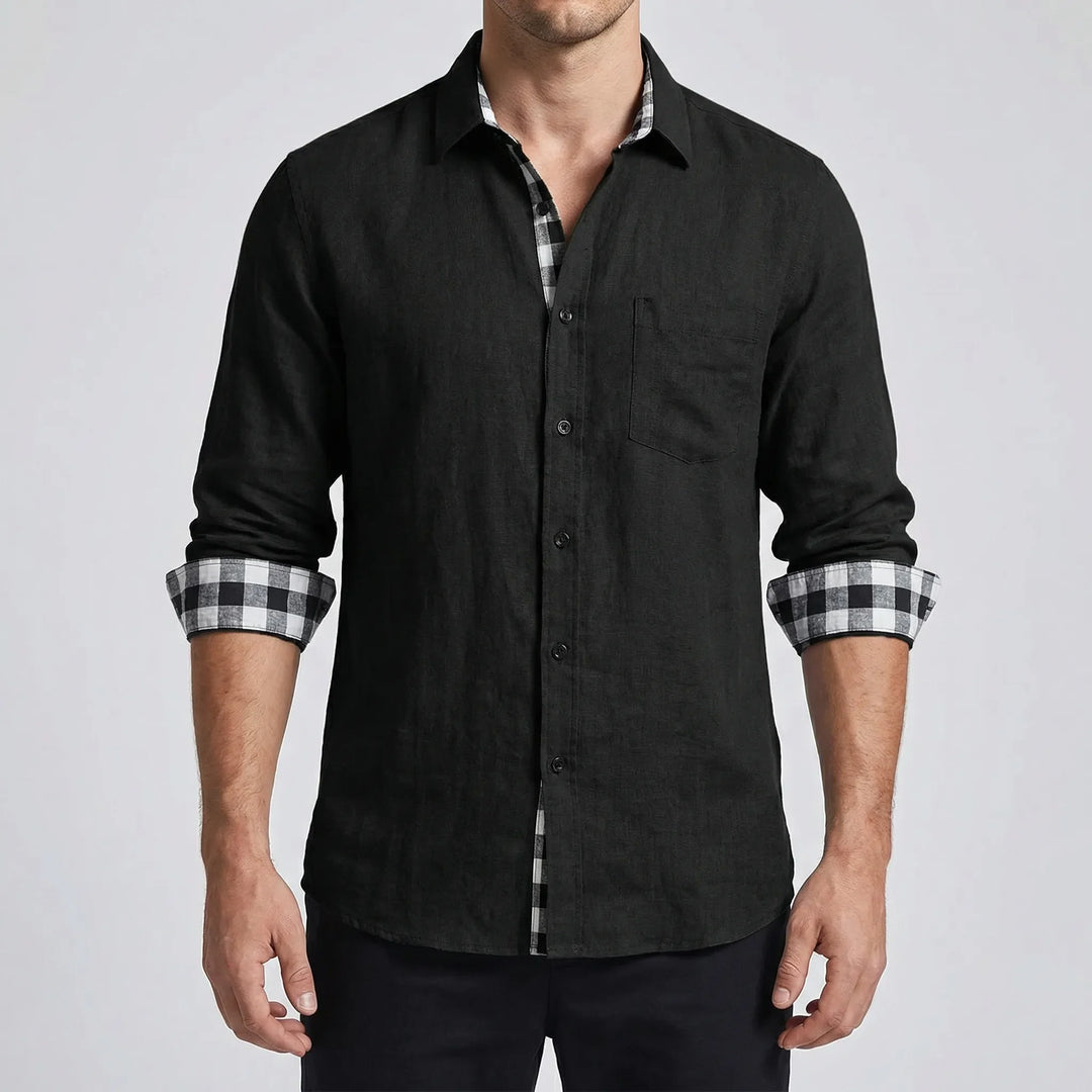 Dexholm - Camisa informal de manga larga con botones delanteros