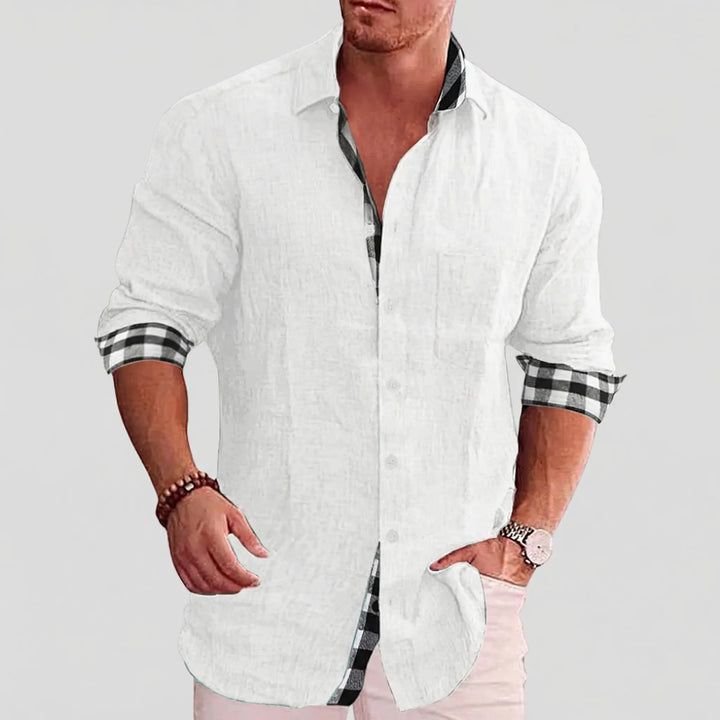Dexholm - Camisa informal de manga larga con botones delanteros