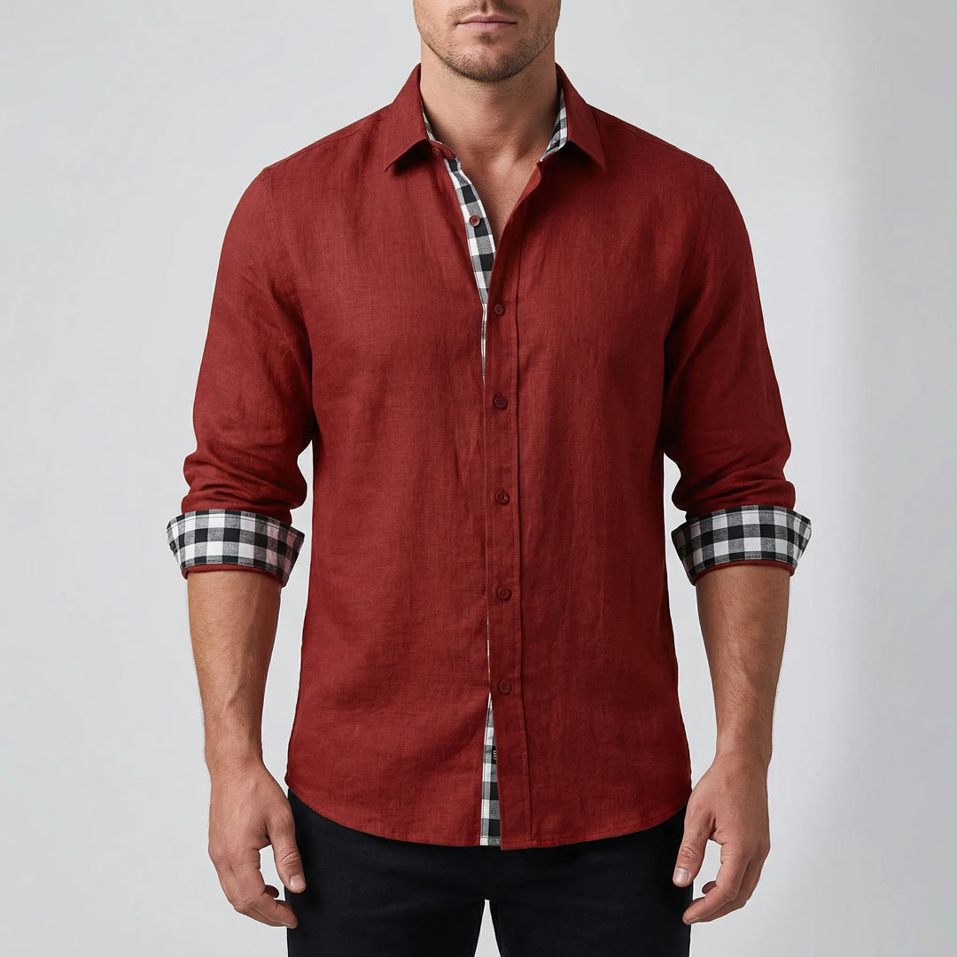 Dexholm - Camisa informal de manga larga con botones delanteros