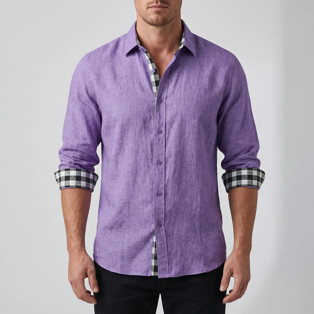 Dexholm - Camisa informal de manga larga con botones delanteros